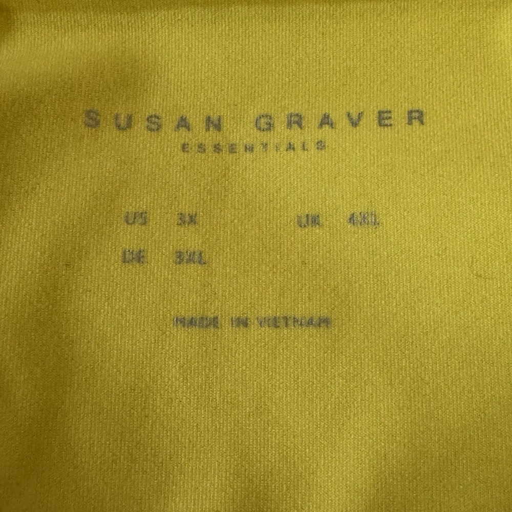 Susan Graver 3X Shirt Top Yellow Solid Short Sleeve Scoop Neck Stretch Tunic - Picture 3 of 6